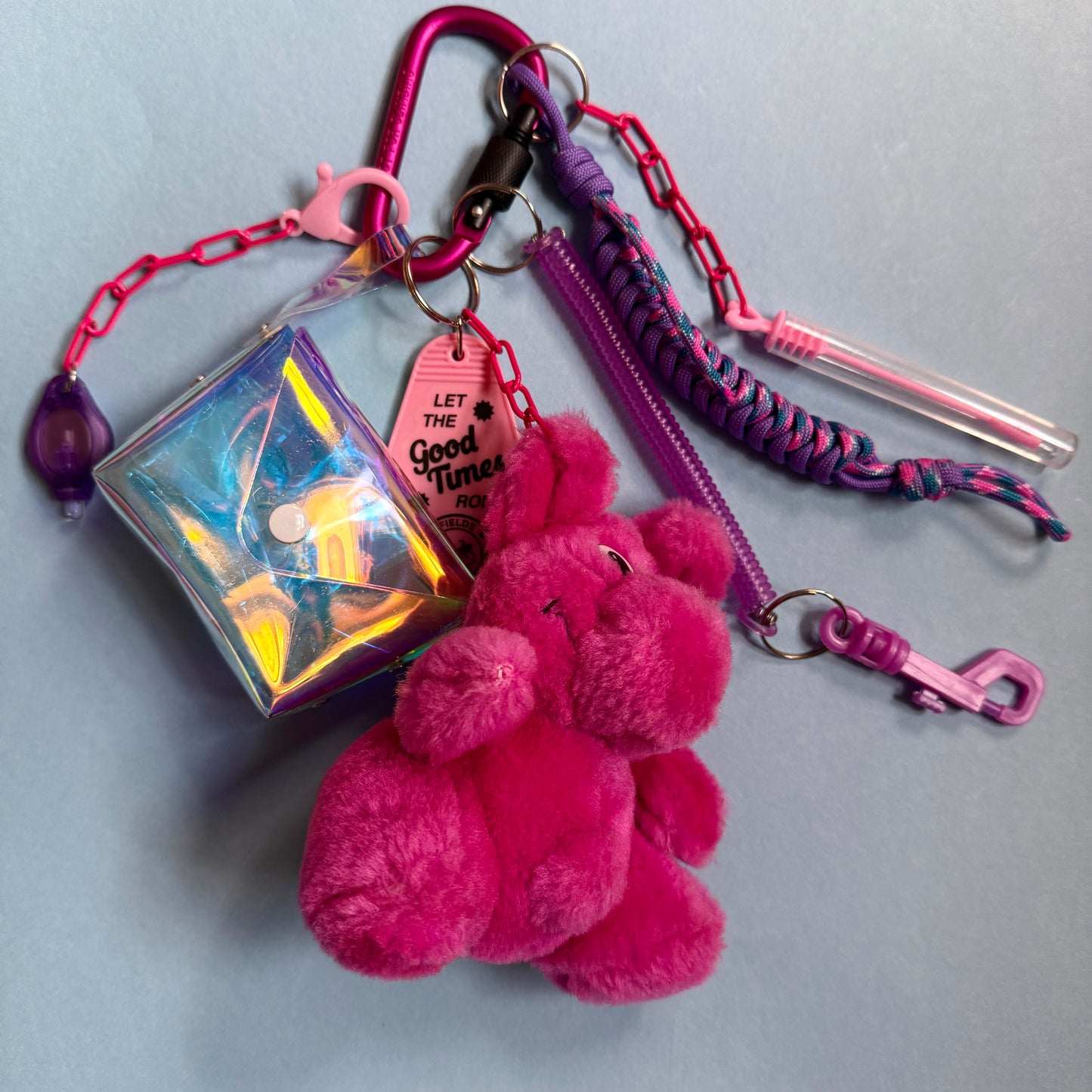 Bag charm and keyring pink purple