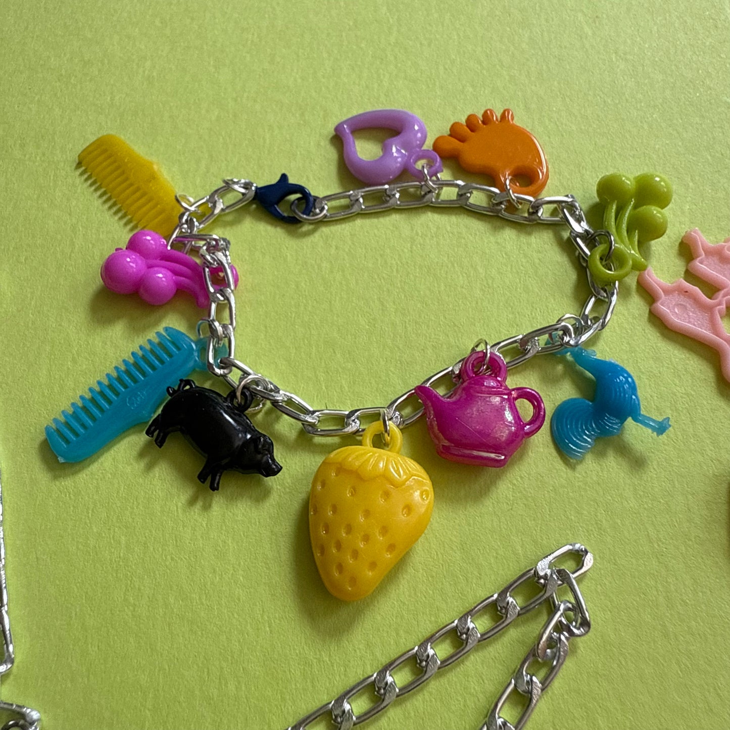 Vintage plastic charm necklace Lock