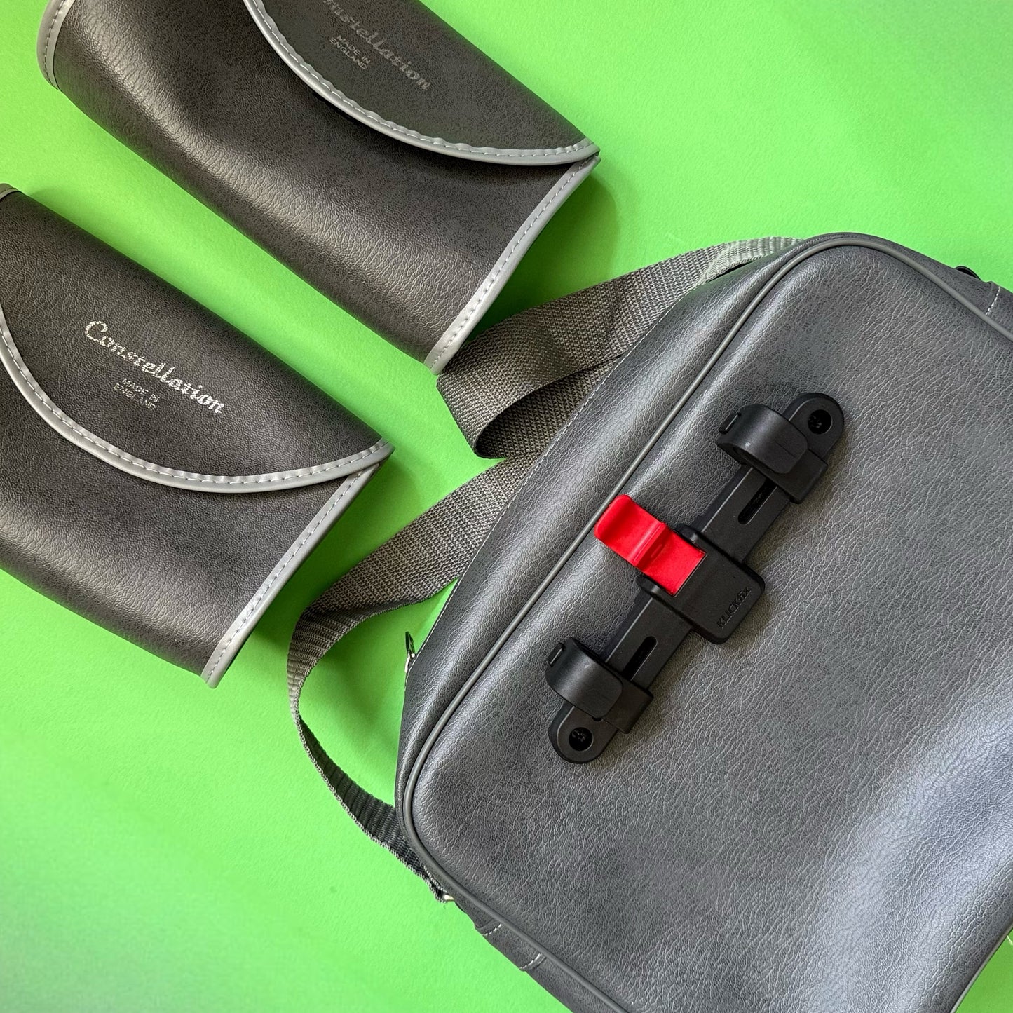 Upcycled vintage 80s travel bag pannier gray