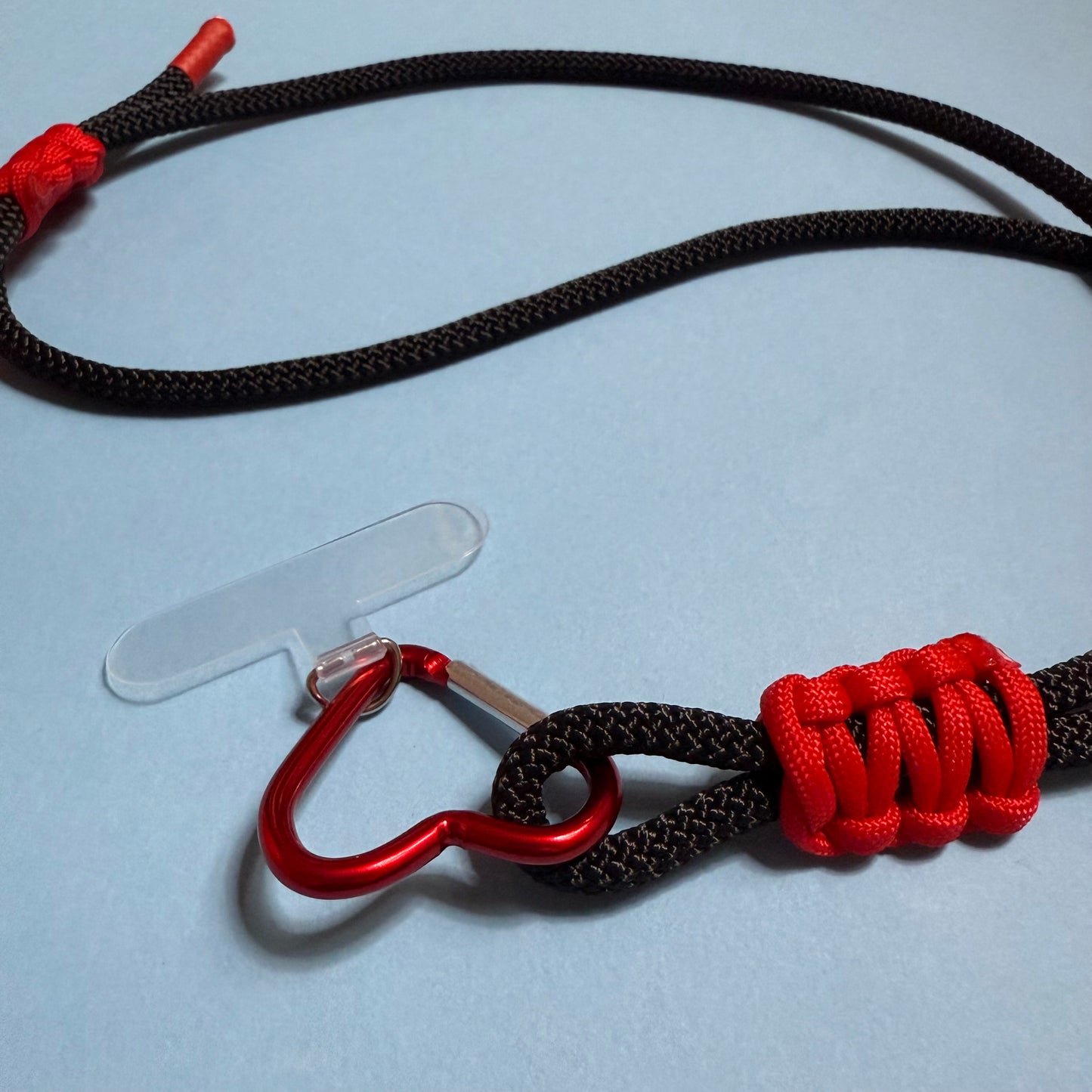 Thick Cord Phone strap lanyard black red