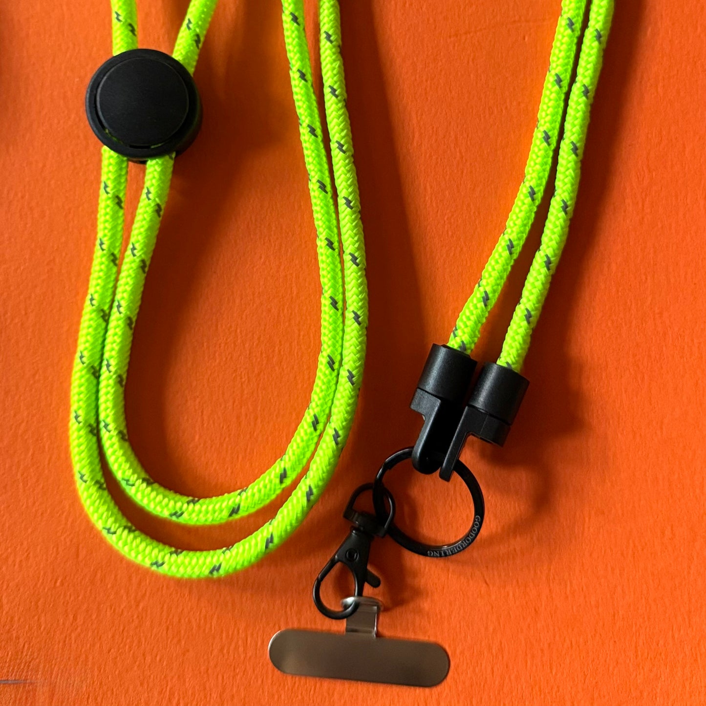 Phone neck strap adjustable lanyard neon yellow