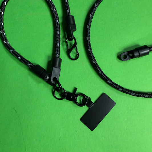 Paracord phone neck strap / wrist strap convertible lanyard black