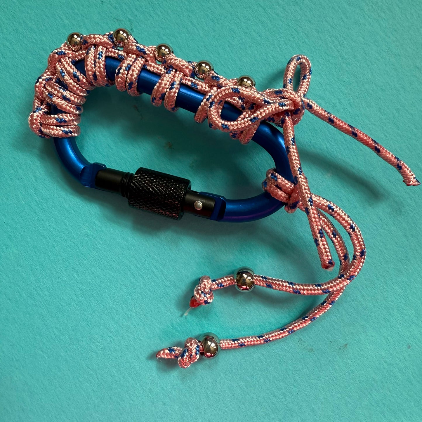 Paracord wrapped carabiner pink bow