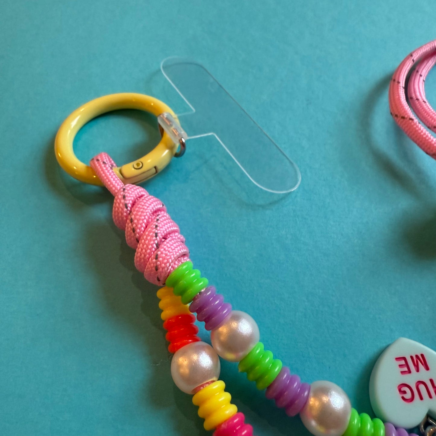 Beaded neon phone strap lanyard