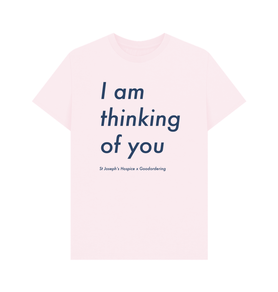 Pink St Joseph's Hospice Collaboration T-shirt thinking