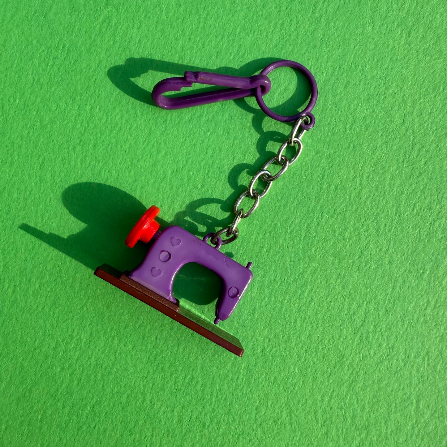 Neon 80s keyring charm sewing machine