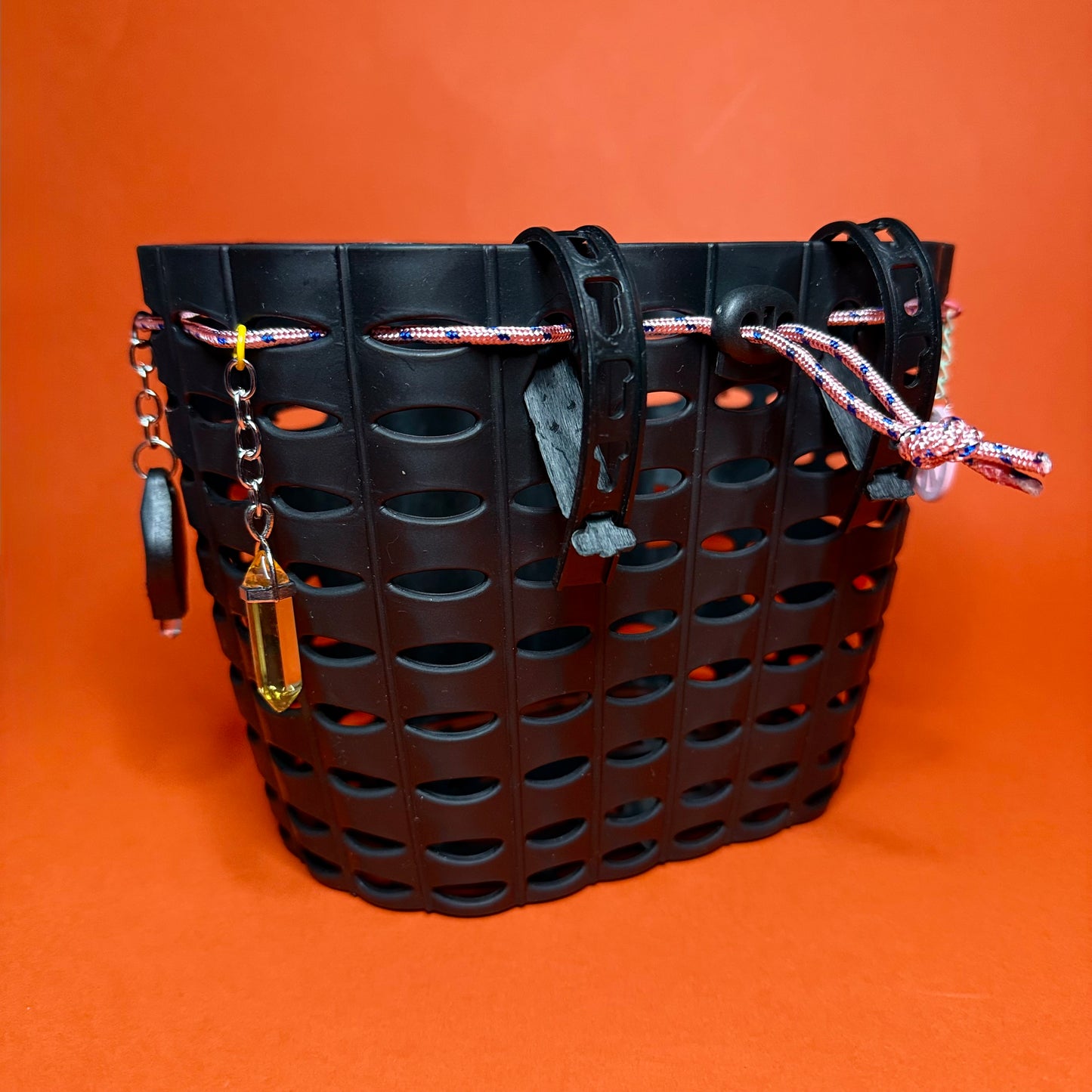 Plastic kids charm bike or scooter basket pink