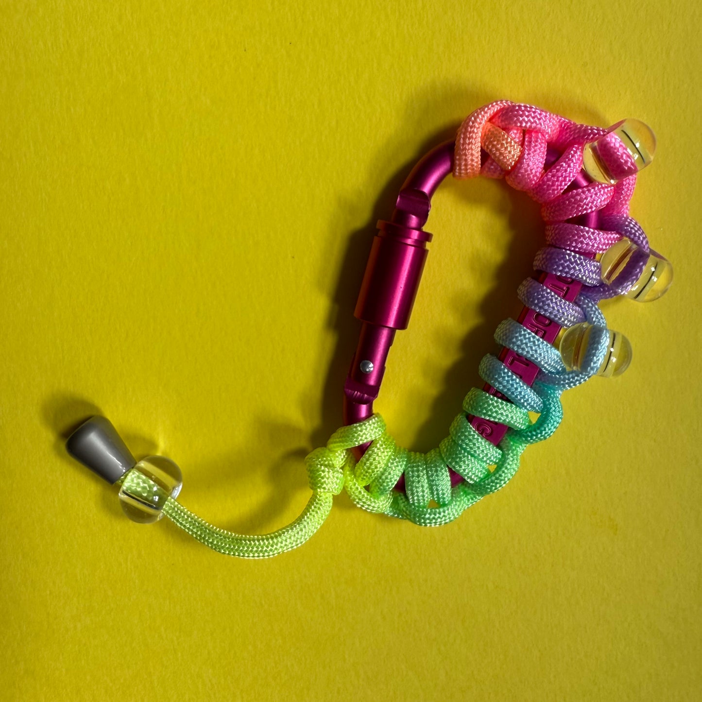 Paracord wrapped carabiner pastel ombre