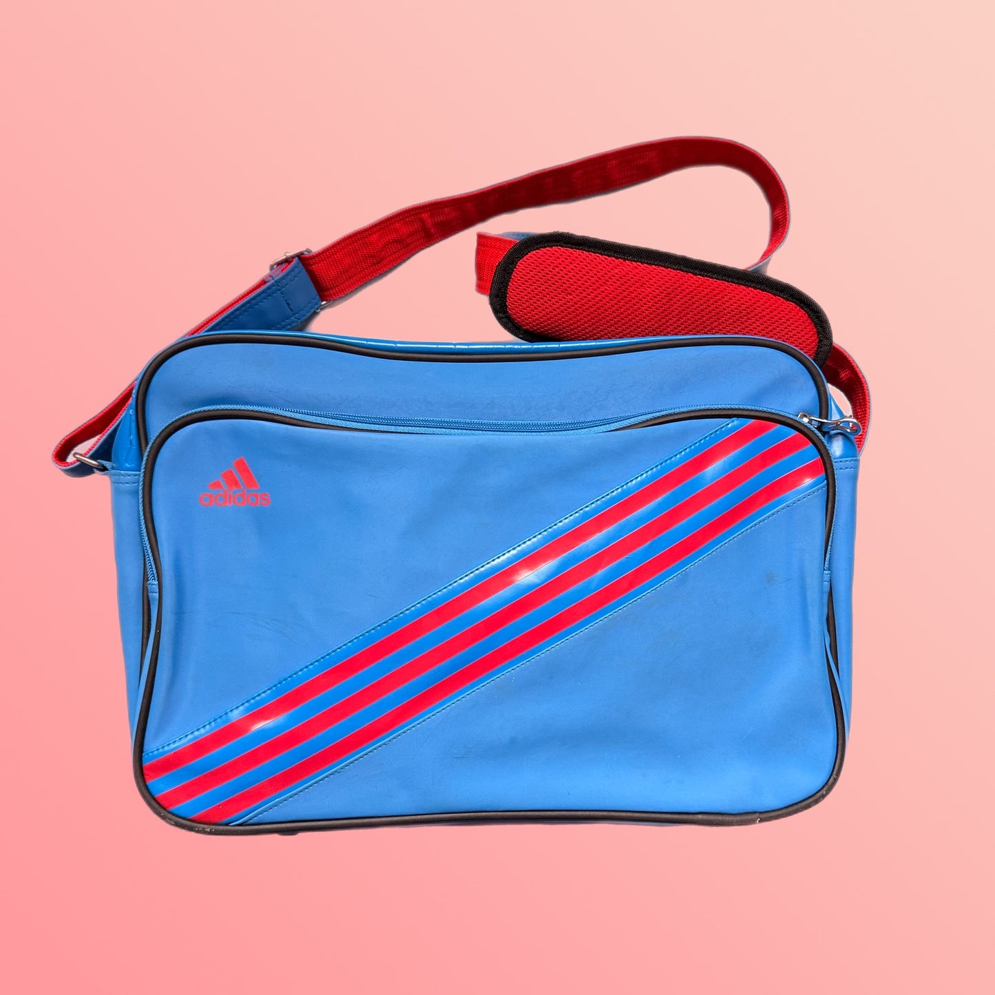 Upcycled Adidas Bike Pannier messenger bag blue