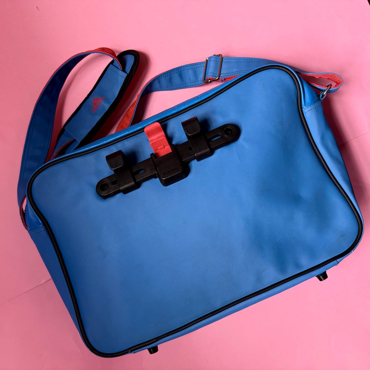 Upcycled Adidas Bike Pannier messenger bag blue