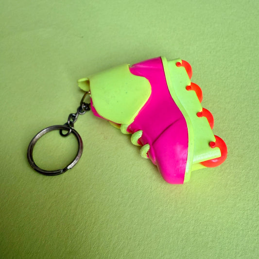 Neon 80s pink rollerblade charm