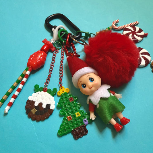 Bag charm and keyring christmas pixie