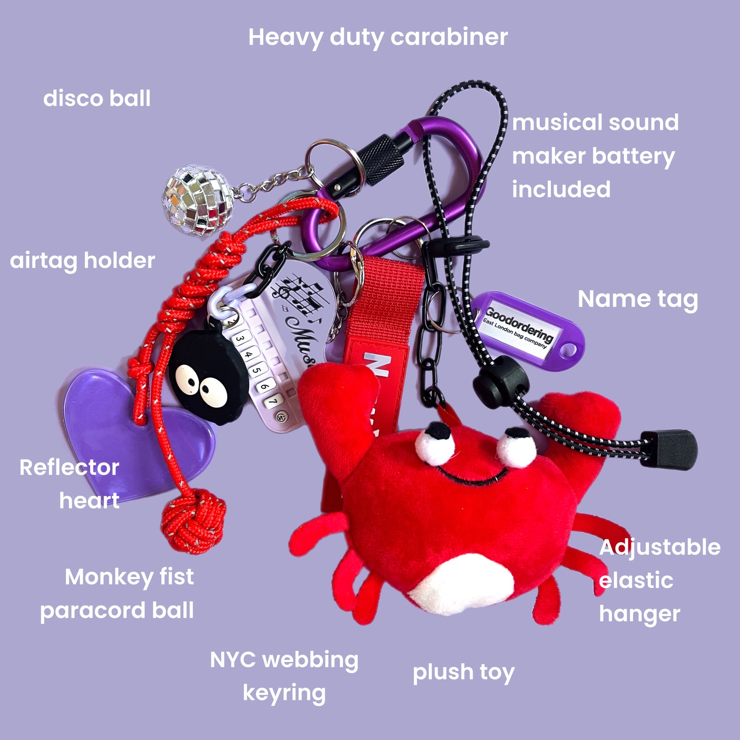 Crab bag charm airtag holder