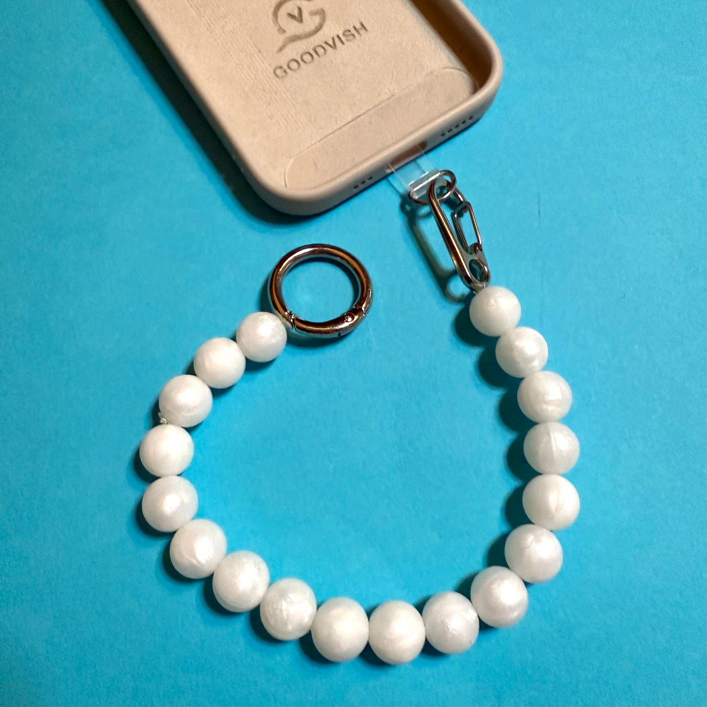 Silicone pearl phone wrist strap lanyard