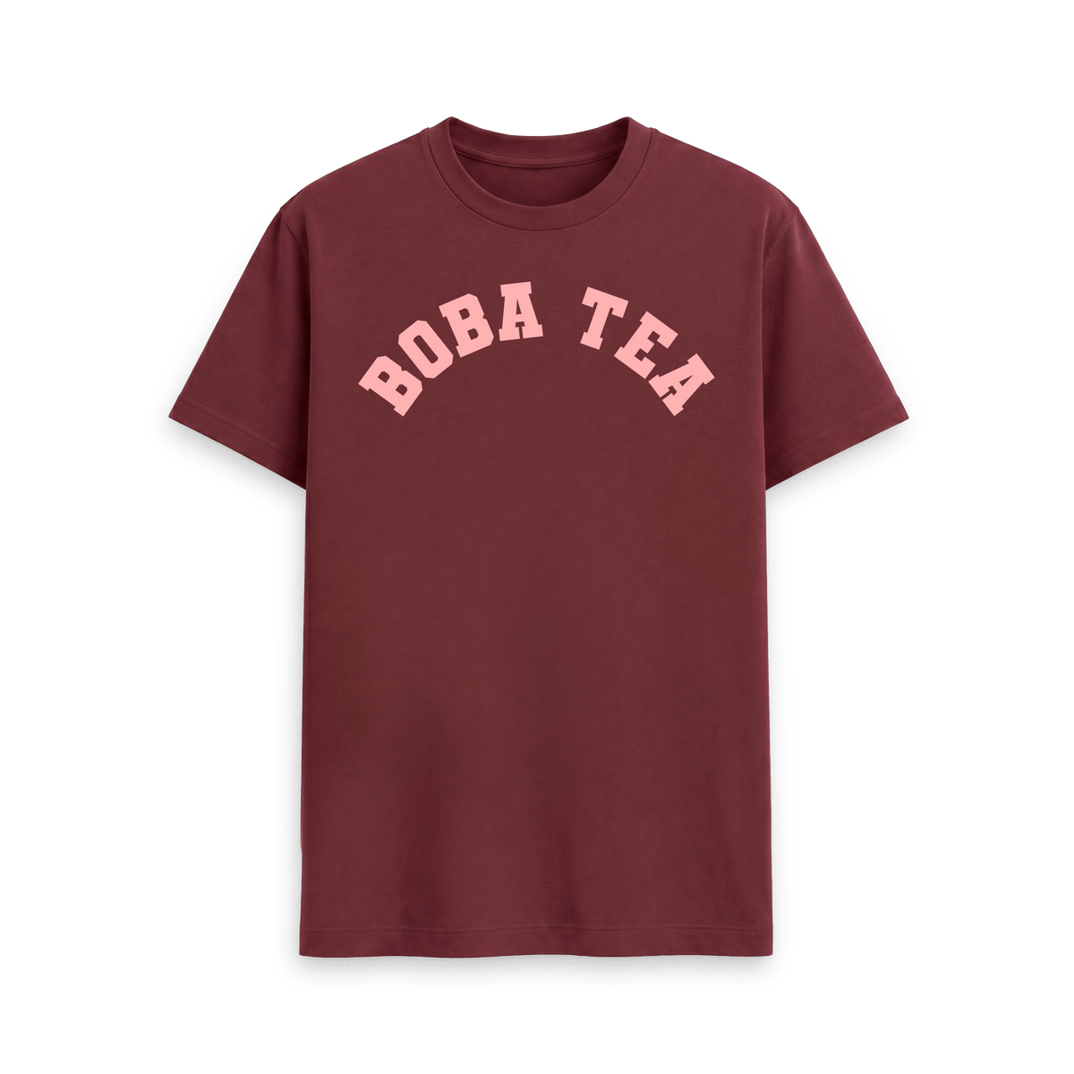 Red Wine Printed T-shirt Front Boba tea varsity unisex organic cotton T-shirt by Goodordering