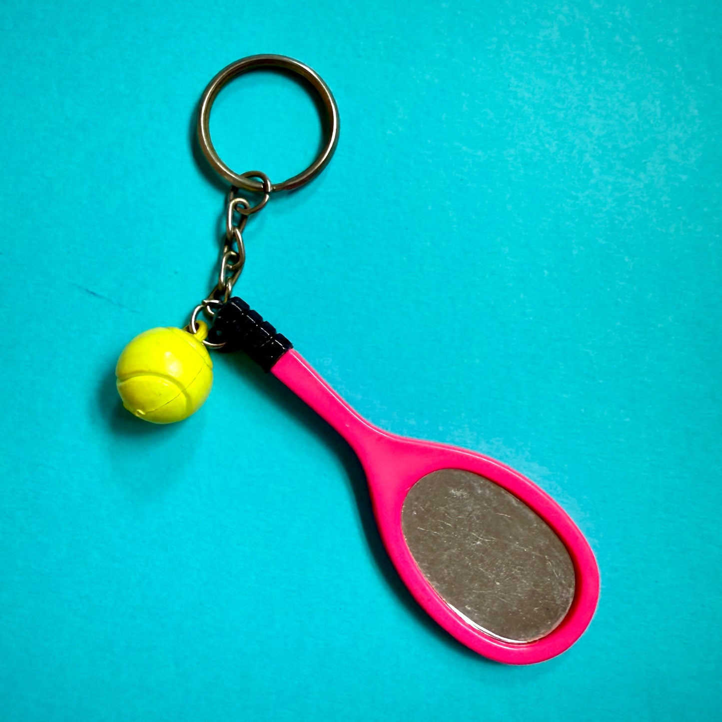 Neon 80s vintage tennis racquet charm