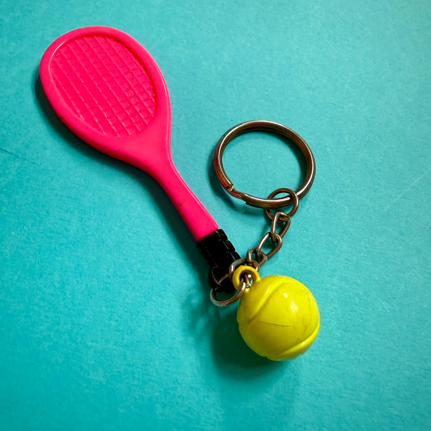 Neon 80s vintage tennis racquet charm