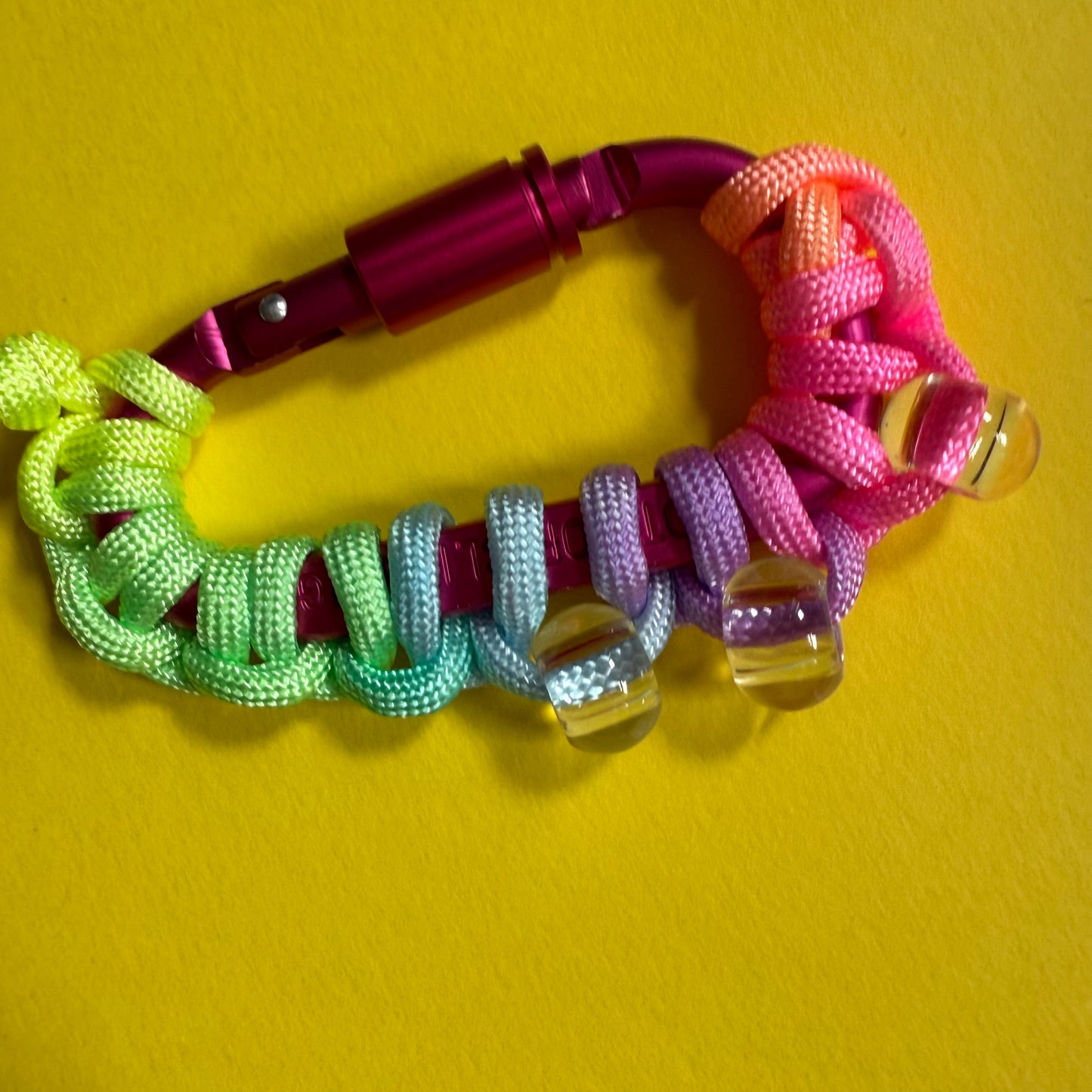 Paracord wrapped carabiner pastel ombre