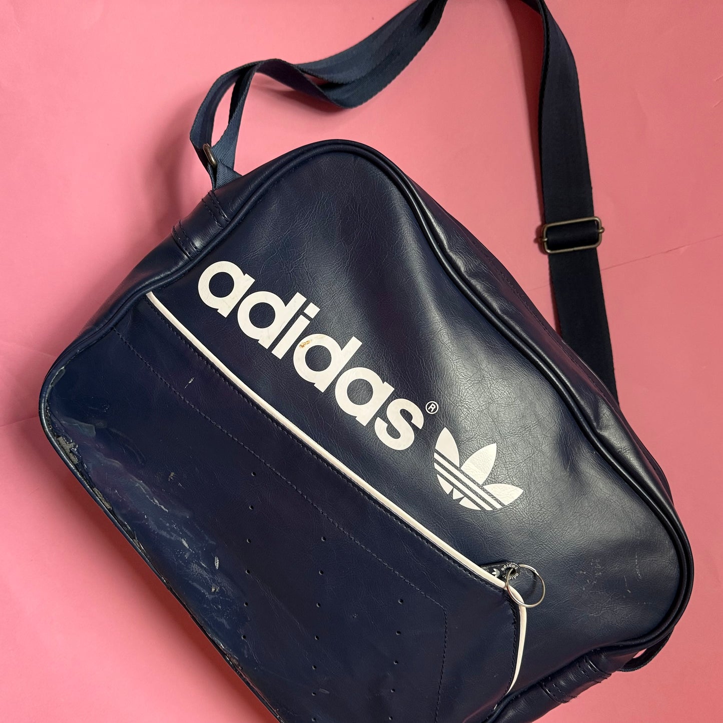 Upcycled Adidas Bike Pannier messenger bag navy