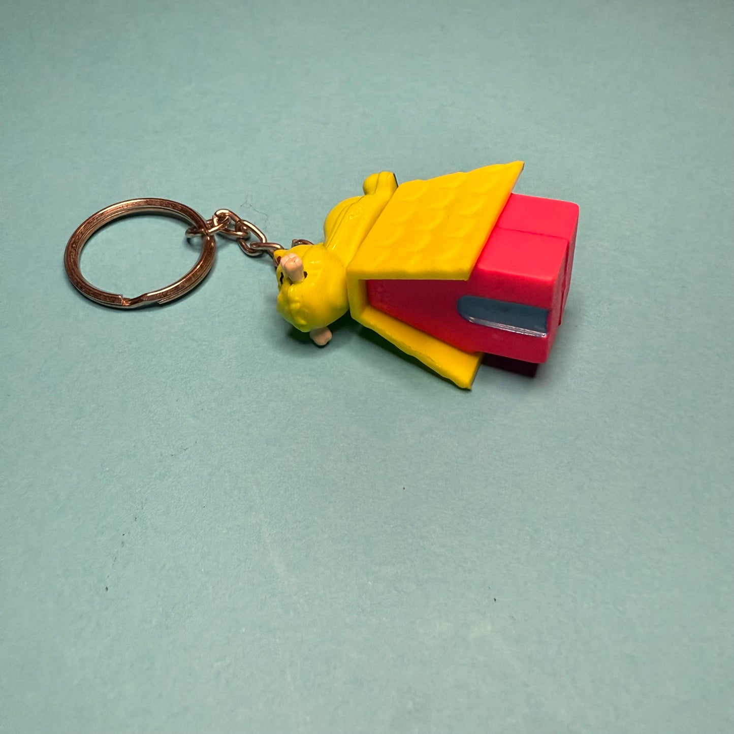 Neon 80s mini dog house charm keyring