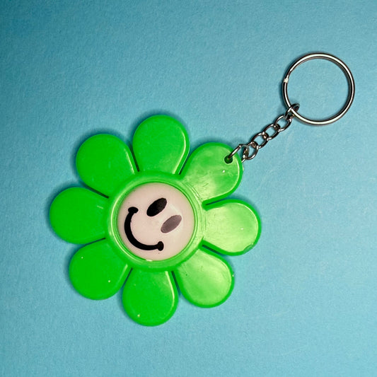 Neon 80s keyring charm smiley flower