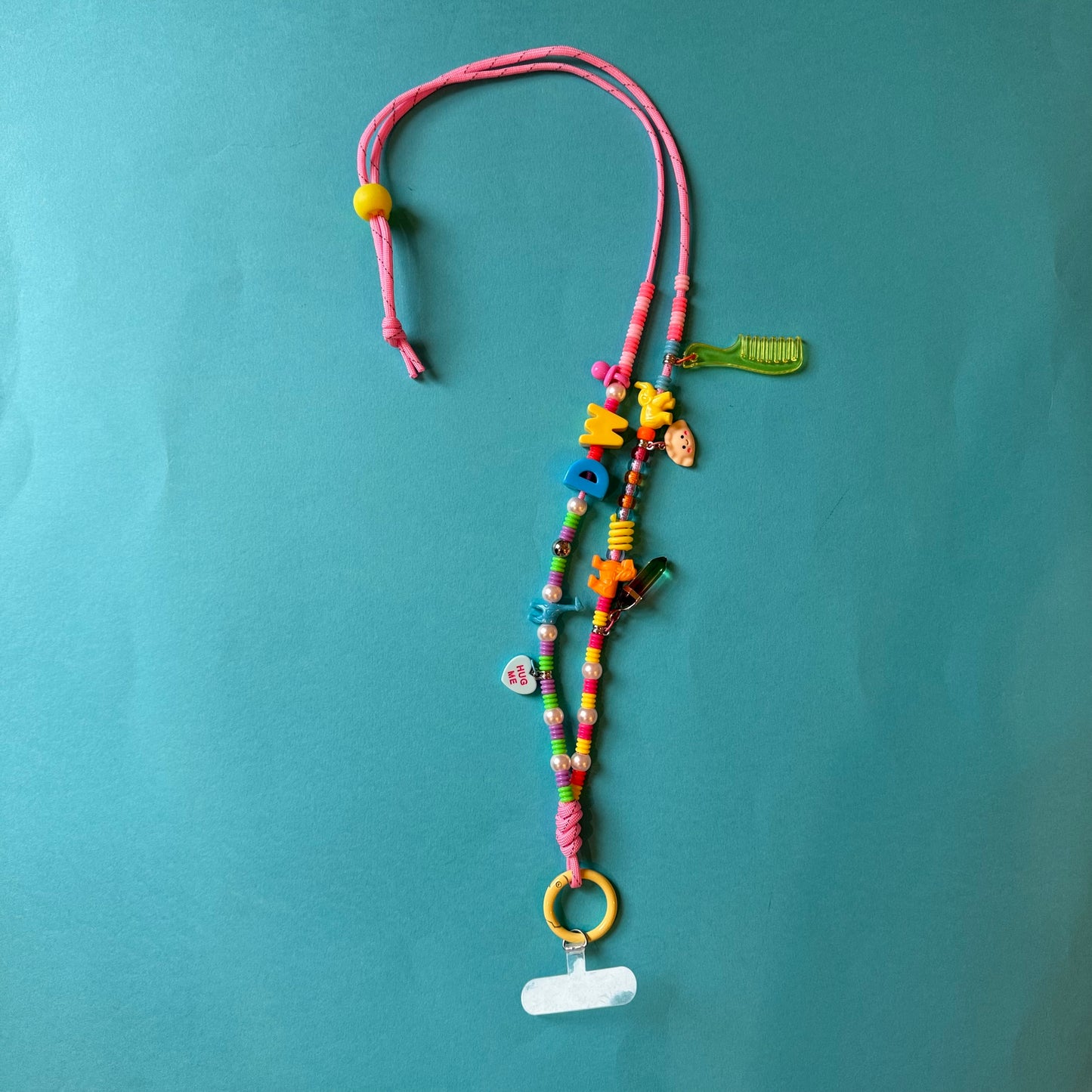 Beaded neon phone strap lanyard