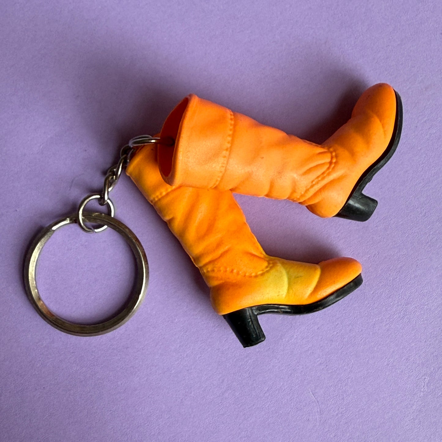 Neon 80s plastic orange boots charm