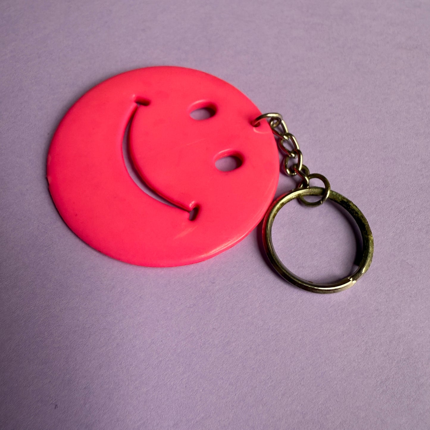 Neon 80s plastic smiley charm