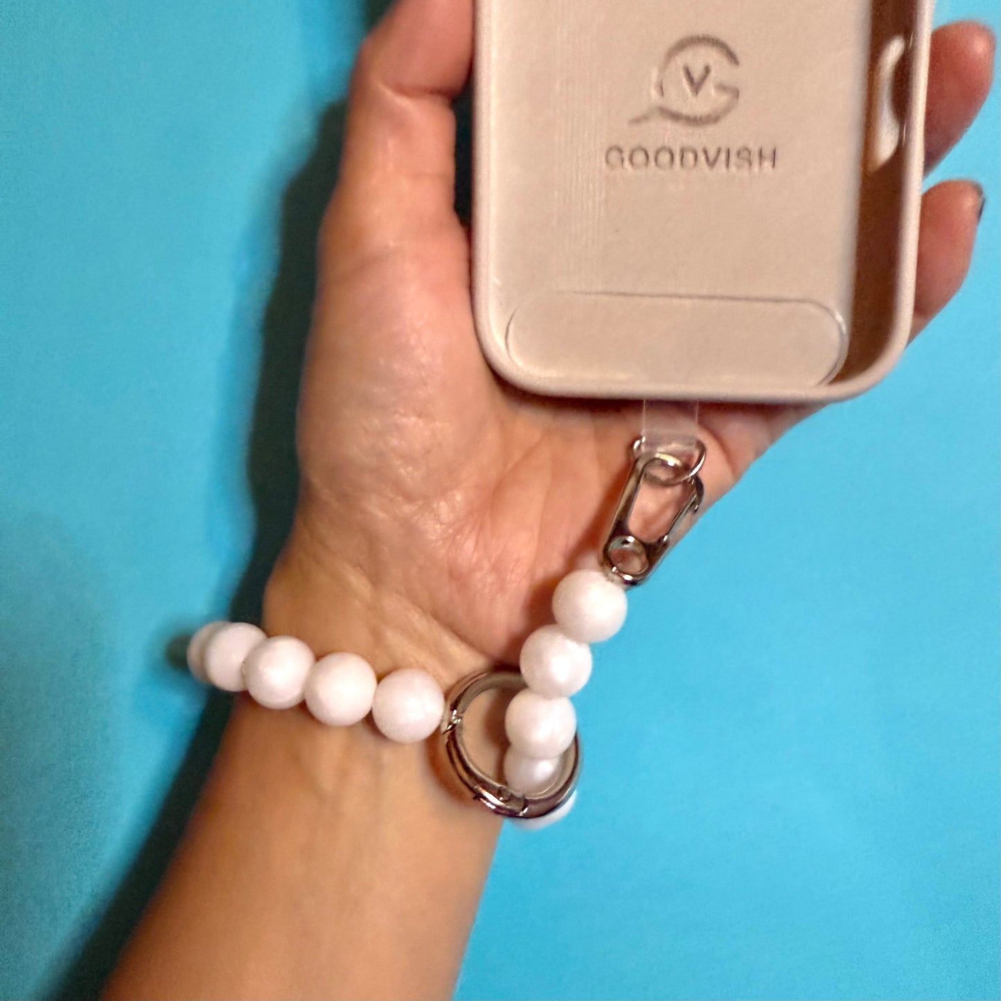 Silicone pearl phone wrist strap lanyard