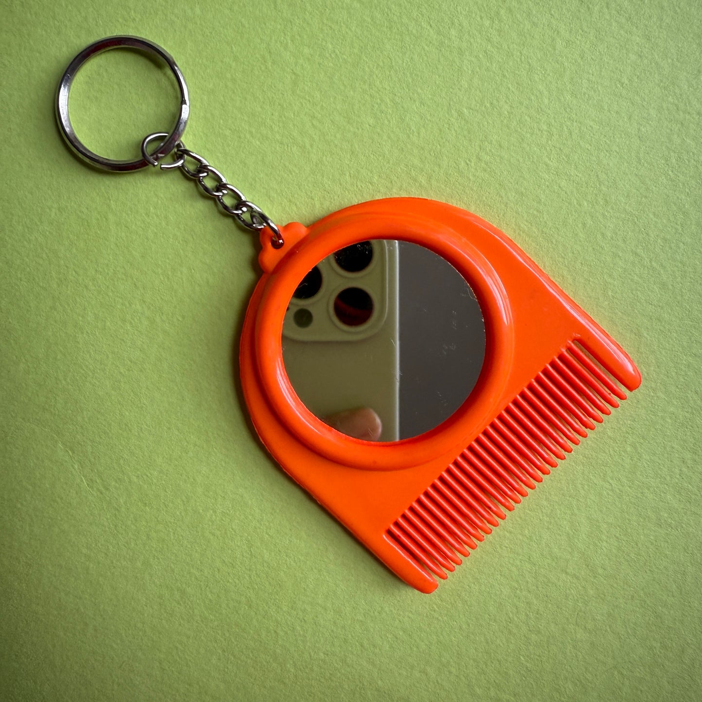 Neon 80s vintage mirror & comb charm