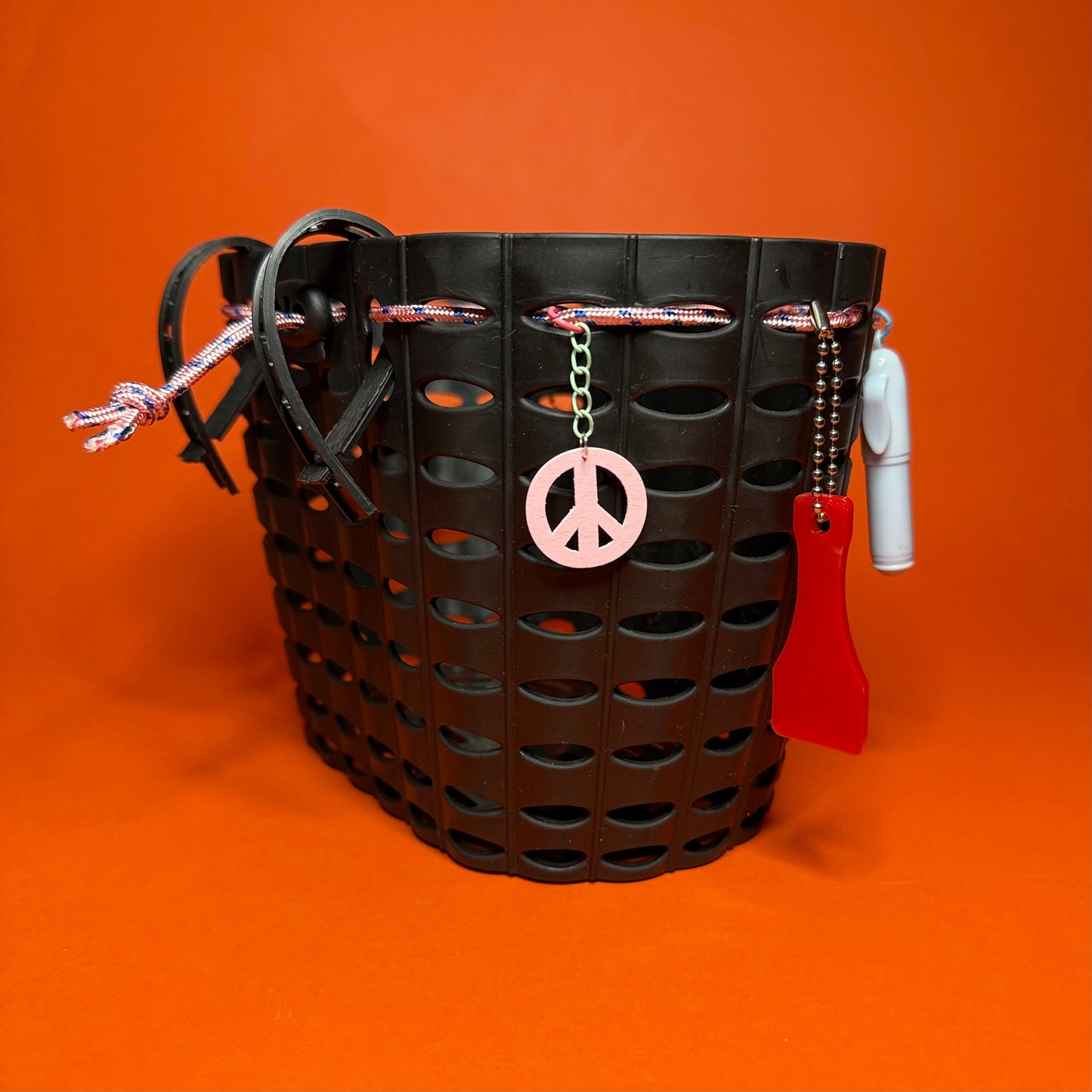 Plastic kids charm bike or scooter basket pink