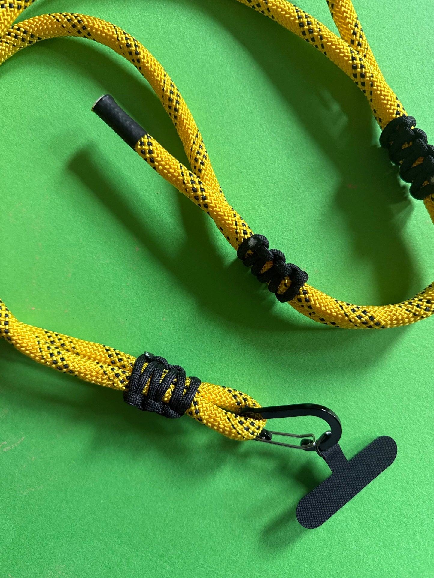 Thick Cord Phone strap lanyard black & yellow