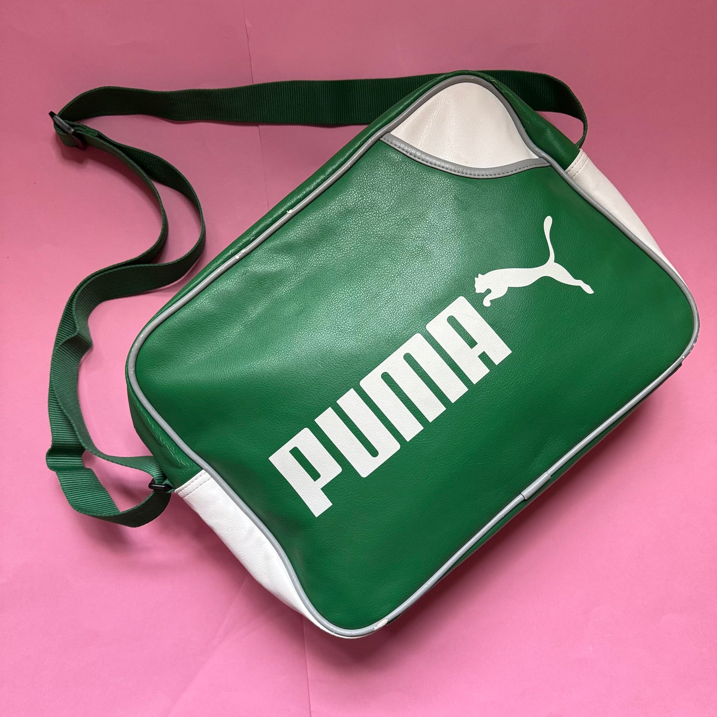 Upcycled Puma Bike Pannier messenger bag green