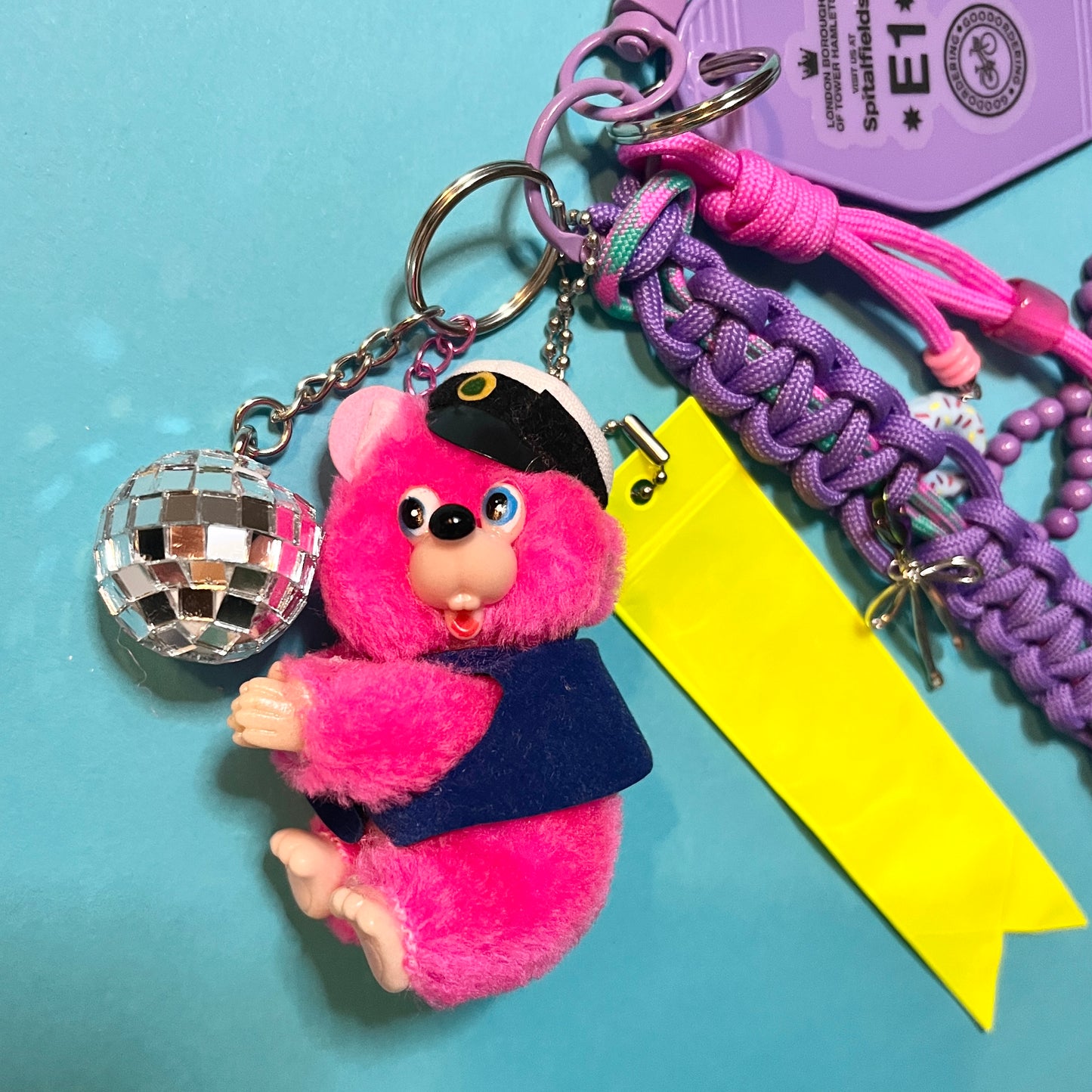 Bag charm and keyring pink bear