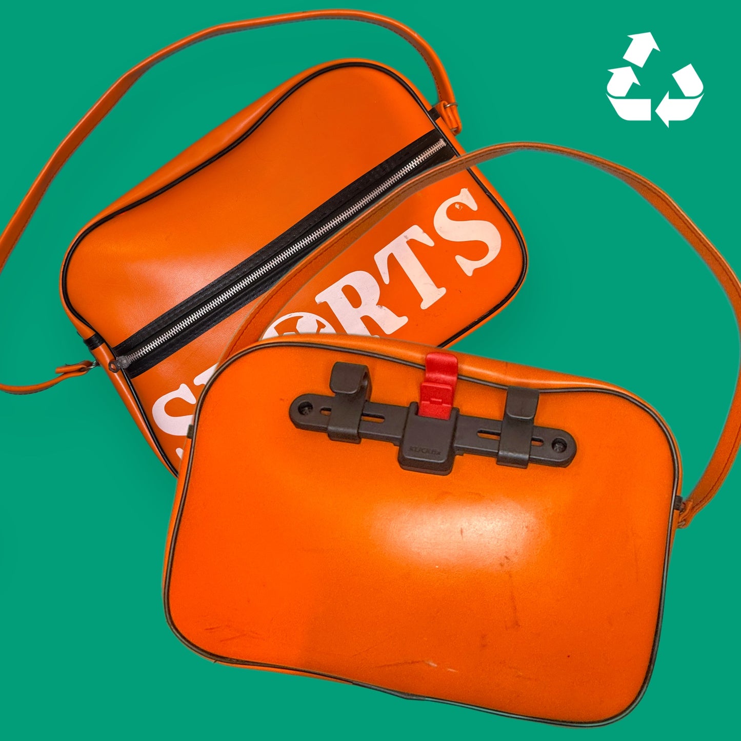 Upcycled retro sports bag Bike Pannier messenger bag