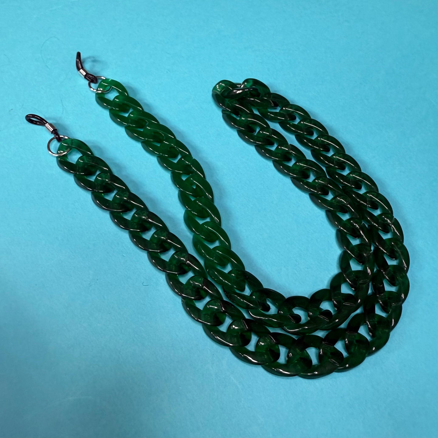 Glasses chain chunky dark green