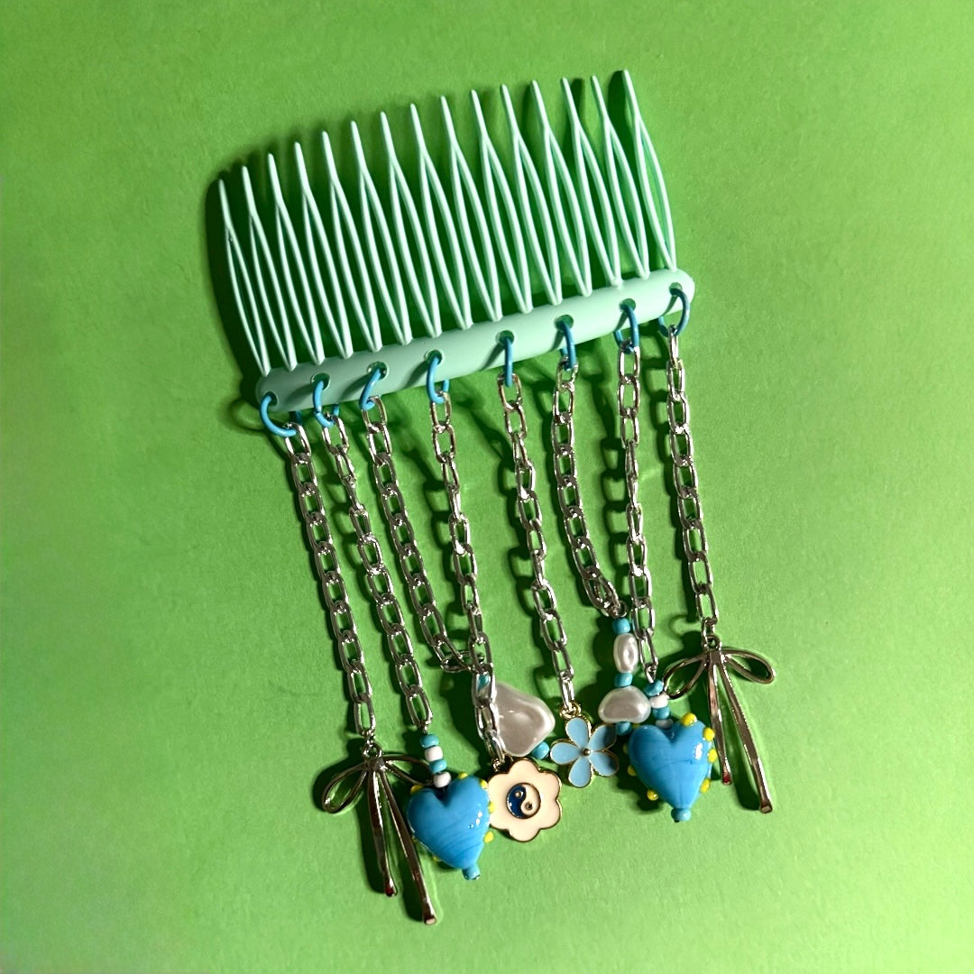 Hair comb with chain charms