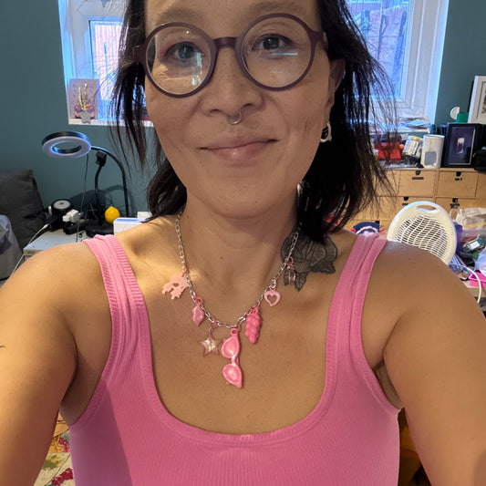 Vintage plastic charm necklace