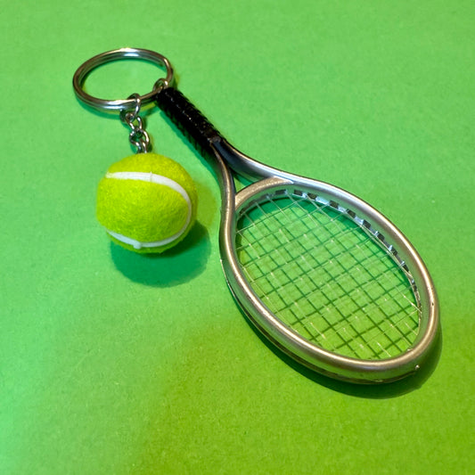 Tennis racquet and ball keyring