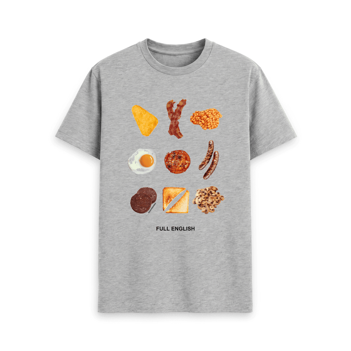 Full English breakfast T-shirt – white organic cotton British souvenir