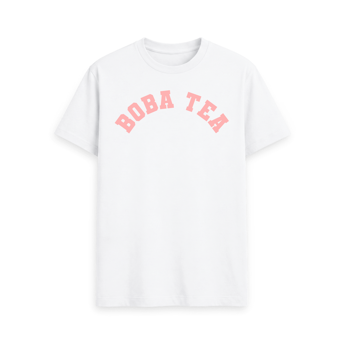 White Printed T-shirt Front Fun foodie T-shirt featuring a boba tea-inspired design