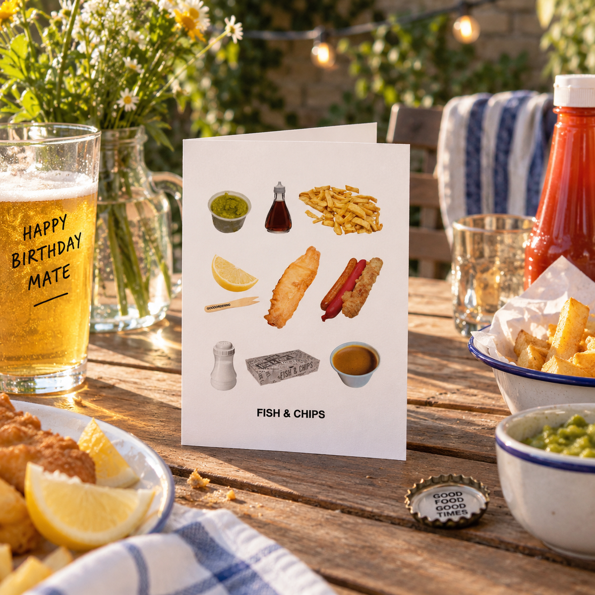 Fish & Chips Greeting Card – British Food Souvenir