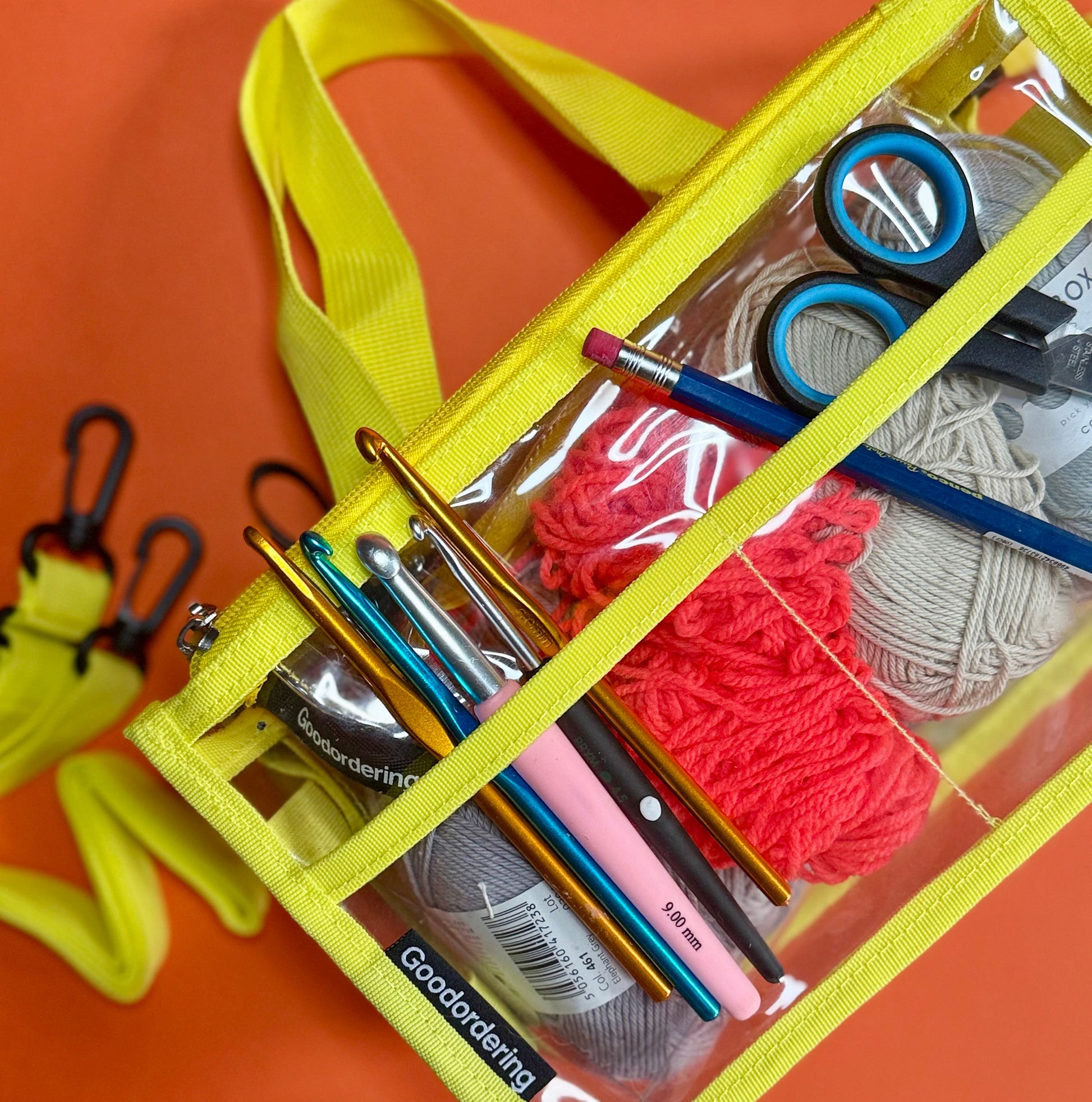 Goodordering crochet craft bag organiser
Stadium Bag / organiser transparent neon yellow concert clear bag - Goodordering