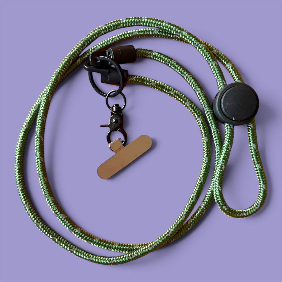 Strong 6mm army green phone strap made from reflective nylon paracord. Adjustable phone lanyard for hands-free carrying, travel, cycling and everyday use.