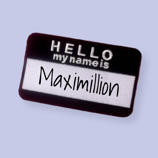 Hello My Name Is embroidered customisable Patch - Goodordering Hello My Name Is black and white embroidered iron-on patch