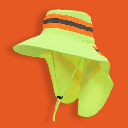 Neon yellow rain and sun hat
