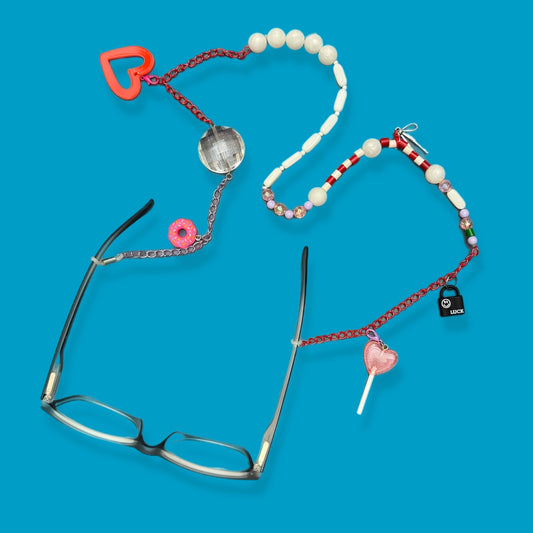 Glasses charm chain heart lollypop