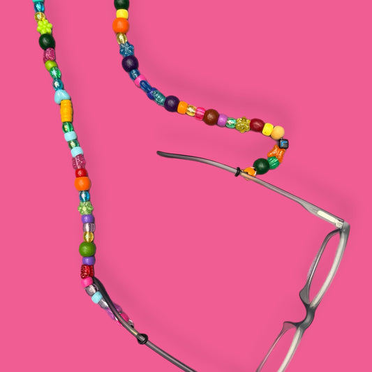 Glasses charm chain mixed beads
