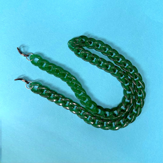 Glasses chain chunky dark green