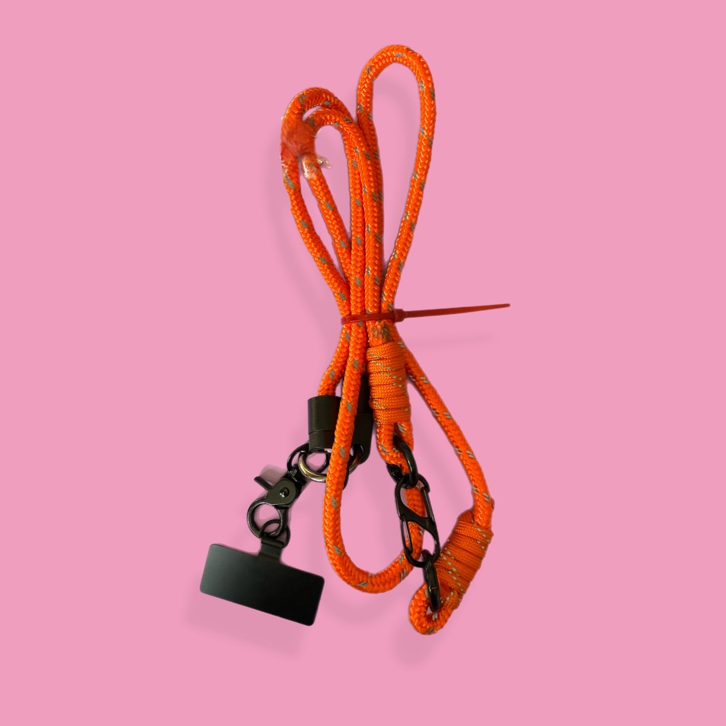 Paracord phone neck strap / wrist strap convertible lanyard orange